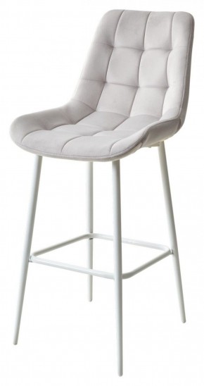 Барный стул ХОФМАН, цвет H-09 Светло-серый, велюр / белый каркас М-City в Агрызе - agryz.ok-mebel.com | фото