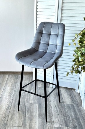 Барный стул ХОФМАН, цвет H-14 Серый, велюр / черный каркас М-City в Агрызе - agryz.ok-mebel.com | фото 2