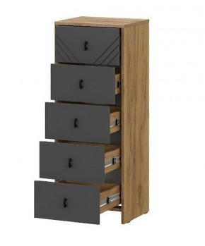 БАЙКАЛ Комод (5 ящиков) Графит/Дуб золотой в Агрызе - agryz.ok-mebel.com | фото 2