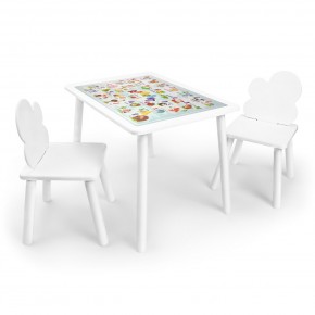 Детский комплект стол и два стула Облачко Rolti Baby с накладкой Алфавит (белая столешница/белое сиденье/белые ножки) в Агрызе - agryz.ok-mebel.com | фото