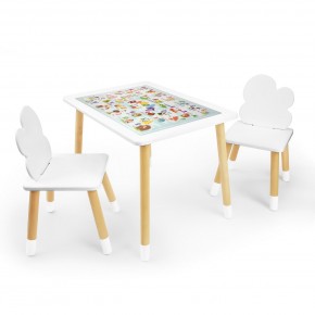 Детский комплект стол и два стула Облачко Rolti Baby с накладкой Алфавит (белая столешница/белое сиденье/береза ножки) в Агрызе - agryz.ok-mebel.com | фото