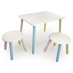 Детский комплект стол и два табурета круглых  (Белый, Белый, Цветной) в Агрызе - agryz.ok-mebel.com | фото
