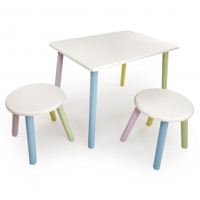 Детский комплект стол и два табурета круглых с накладкой Алфавит (Белый, Белый, Цветной) в Агрызе - agryz.ok-mebel.com | фото