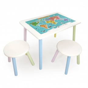 Детский комплект стол и два табурета круглых с накладкой Детский мир (Белый, Белый, Цветной) в Агрызе - agryz.ok-mebel.com | фото