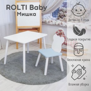 Детский комплект стол и стул «Мишка» Rolti Baby  (голубая столешница/голубое сиденье/белые ножки) в Агрызе - agryz.ok-mebel.com | фото
