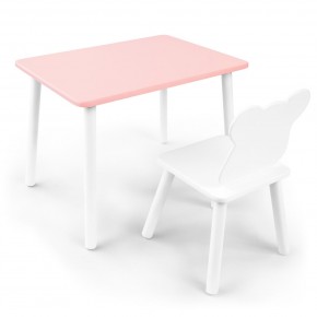 Детский комплект стол и стул «Мишка» Rolti Baby (розовый/белый, массив березы/мдф) в Агрызе - agryz.ok-mebel.com | фото