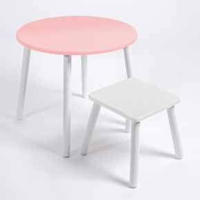 Детский комплект стол КРУГЛЫЙ  и табурет Rolti Baby (розовая столешница/белое сиденье/белые ножки) в Агрызе - agryz.ok-mebel.com | фото