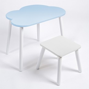 Детский комплект стол ОБЛАЧКО  и табурет Rolti Baby (голубая столешница/белое сиденье/белые ножки) в Агрызе - agryz.ok-mebel.com | фото