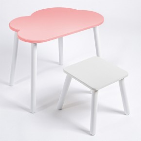 Детский комплект стол ОБЛАЧКО  и табурет Rolti Baby (розовая столешница/белое сиденье/белые ножки) в Агрызе - agryz.ok-mebel.com | фото