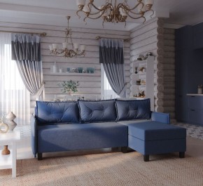 Диван-кровать угловой Киркас синий, ткань рогожка в Агрызе - agryz.ok-mebel.com | фото 2
