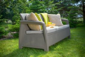 Диван пластиковый Корфу Макс (Corfu love seat max) капучино - песок в Агрызе - agryz.ok-mebel.com | фото 3