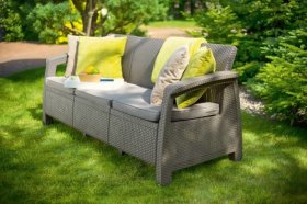 Диван пластиковый Корфу Макс (Corfu love seat max) капучино - песок в Агрызе - agryz.ok-mebel.com | фото 4