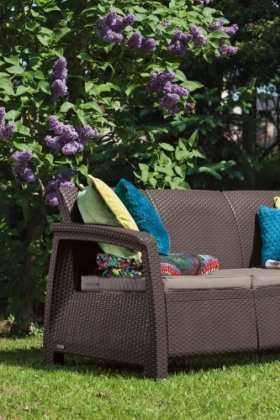 Диван пластиковый Корфу Макс (Corfu love seat max) коричневый в Агрызе - agryz.ok-mebel.com | фото 2