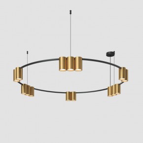 DK4067-BK+SG Подвесной светильник ORBIT, IP20, 15xGU10 LED, до 15 Вт, черный + сатинированное золото, алюминий в Агрызе - agryz.ok-mebel.com | фото