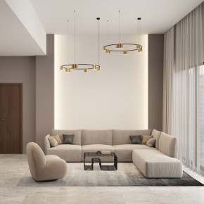 DK4067-BK+SG Подвесной светильник ORBIT, IP20, 15xGU10 LED, до 15 Вт, черный + сатинированное золото, алюминий в Агрызе - agryz.ok-mebel.com | фото 4