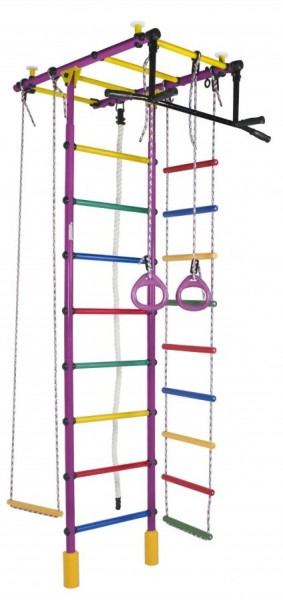 ДСК Атлант цв.фиолетовый радуга: турник, кольца, канат, трапеция, веревочная лестница в Агрызе - agryz.ok-mebel.com | фото