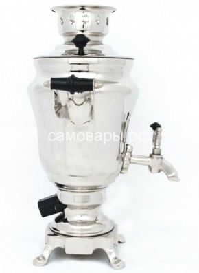 Электрический самовар из латуни никелированный на 1,5 литра форма "Тюльпан" с защитой от выкипания в Агрызе - agryz.ok-mebel.com | фото 3