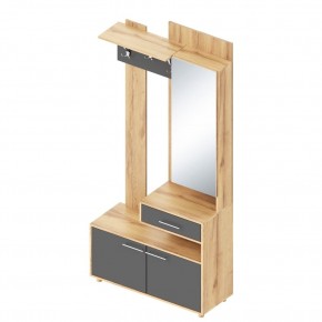 ГРАФ Вешалка с зеркалом ПРАВОЕ исполнение (темно серый) в Агрызе - agryz.ok-mebel.com | фото