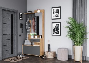 ГРАФ Вешалка с зеркалом ПРАВОЕ исполнение (темно серый) в Агрызе - agryz.ok-mebel.com | фото 3