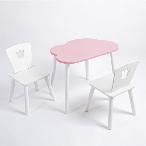 Комплект детский стол ОБЛАЧКО и два стула КОРОНА ROLTI Baby (розовая столешница/белое сиденье/белые ножки) в Агрызе - agryz.ok-mebel.com | фото