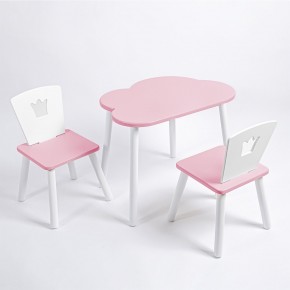 Комплект детский стол ОБЛАЧКО и два стула КОРОНА ROLTI Baby (розовая столешница/розовое сиденье/белые ножки) в Агрызе - agryz.ok-mebel.com | фото