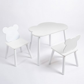 Комплект детский стол ОБЛАЧКО и два стула МИШКА ROLTI Baby (белая столешница/белое сиденье/белые ножки) в Агрызе - agryz.ok-mebel.com | фото