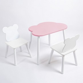 Комплект детский стол ОБЛАЧКО и два стула МИШКА ROLTI Baby (розовый столешница/белое сиденье/белые ножки) в Агрызе - agryz.ok-mebel.com | фото