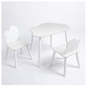 Комплект детский стол ОБЛАЧКО и два стула ОБЛАЧКО ROLTI Baby (белая столешница/белое сиденье/белые ножки) в Агрызе - agryz.ok-mebel.com | фото