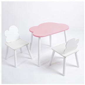 Комплект детский стол ОБЛАЧКО и два стула ОБЛАЧКО ROLTI Baby (розовая столешница/белое сиденье/белые ножки) в Агрызе - agryz.ok-mebel.com | фото