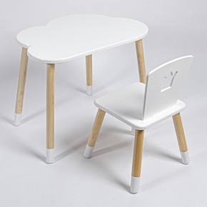 Комплект детский стол ОБЛАЧКО и стул КОРОНА ROLTI Baby (белая столешница/белое сиденье/береза ножки) в Агрызе - agryz.ok-mebel.com | фото