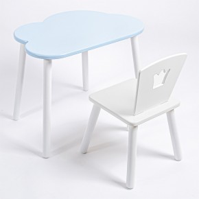 Комплект детский стол ОБЛАЧКО и стул КОРОНА ROLTI Baby (голубая  столешница/белое сиденье/белые ножки) в Агрызе - agryz.ok-mebel.com | фото