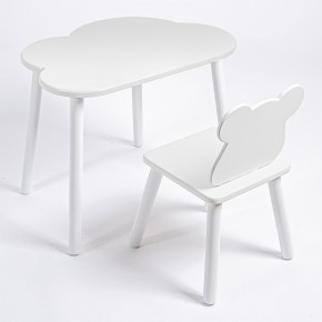 Комплект детский стол ОБЛАЧКО и стул МИШКА ROLTI Baby (белая столешница/белое сиденье/белые ножки) в Агрызе - agryz.ok-mebel.com | фото