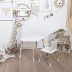 Комплект детский стол ОБЛАЧКО и стул МИШКА ROLTI Baby (белая столешница/белое сиденье/береза ножки) в Агрызе - agryz.ok-mebel.com | фото
