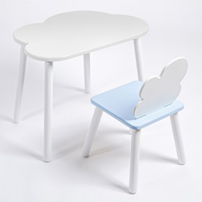 Комплект детский стол ОБЛАЧКО и стул ОБЛАЧКО ROLTI Baby (белая столешница/голубое сиденье/белые ножки) в Агрызе - agryz.ok-mebel.com | фото