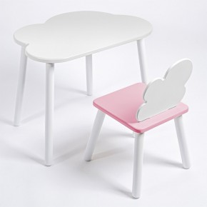 Комплект детский стол ОБЛАЧКО и стул ОБЛАЧКО ROLTI Baby (белая столешница/розовое сиденье/белые ножки) в Агрызе - agryz.ok-mebel.com | фото