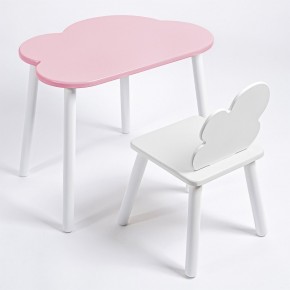 Комплект детский стол ОБЛАЧКО и стул ОБЛАЧКО ROLTI Baby (розовая столешница/белое сиденье/белые ножки) в Агрызе - agryz.ok-mebel.com | фото
