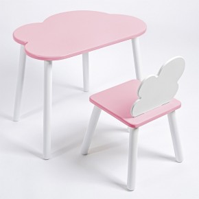 Комплект детский стол ОБЛАЧКО и стул ОБЛАЧКО ROLTI Baby (розовая столешница/розовое сиденье/белые ножки) в Агрызе - agryz.ok-mebel.com | фото