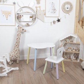 Комплект детский стол ОБЛАЧКО и стул ЗВЕЗДА ROLTI Baby (белая столешница/белое сиденье/цветные ножки) в Агрызе - agryz.ok-mebel.com | фото
