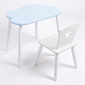 Комплект детский стол ОБЛАЧКО и стул ЗВЕЗДА ROLTI Baby (голубая столешница/белое сиденье/белые ножки) в Агрызе - agryz.ok-mebel.com | фото