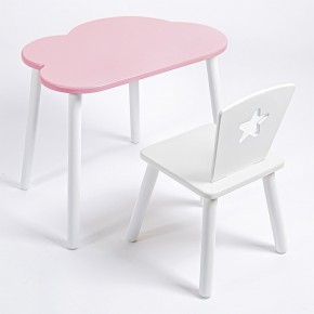 Комплект детский стол ОБЛАЧКО и стул ЗВЕЗДА ROLTI Baby (розовая столешница/белое сиденье/белые ножки) в Агрызе - agryz.ok-mebel.com | фото
