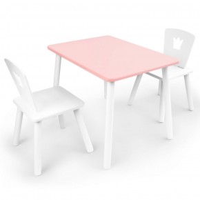 Комплект детской мебели стол и два стула Корона  (Розовый/Белый/Белый) в Агрызе - agryz.ok-mebel.com | фото 1