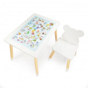 Комплект детской мебели стол и стул Мишутка с накладкой Алфавит (Белый/Белый/Береза) в Агрызе - agryz.ok-mebel.com | фото 2