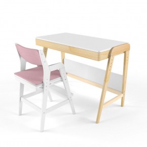 Комплект растущий стол и стул с чехлом 38 попугаев «Вуди» (Белый, Белый, Розовый) в Агрызе - agryz.ok-mebel.com | фото