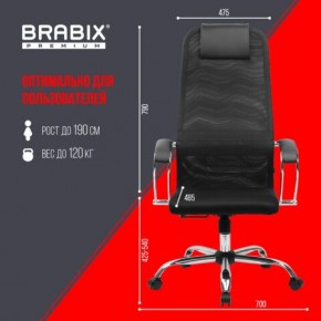 Кресло BRABIX PREMIUM "Ultimate EX-800" хром, плотная двойная сетка Х2, черное, 532911 в Агрызе - agryz.ok-mebel.com | фото 6
