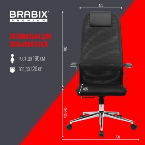 Кресло BRABIX PREMIUM "Ultimate EX-801" хром, плотная двойная сетка Х2, черное, 532917 в Агрызе - agryz.ok-mebel.com | фото 7