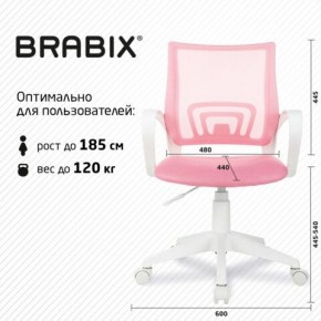 Кресло BRABIX "Fly MG-396W", с подлокотниками, пластик белый, сетка, розовое, 533008 в Агрызе - agryz.ok-mebel.com | фото 5
