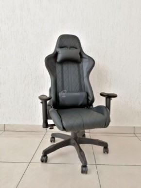 Кресло геймерское Barneo K-52 (черная экокожа черные вставки) в Агрызе - agryz.ok-mebel.com | фото