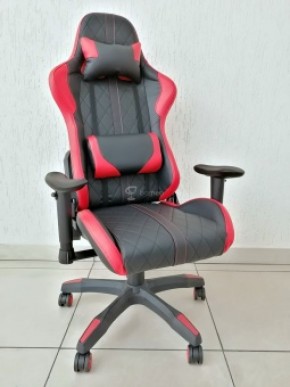 Кресло геймерское Barneo K-52 (черная экокожа красные вставки) в Агрызе - agryz.ok-mebel.com | фото