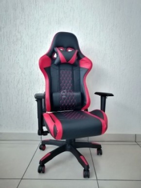 Кресло геймерское Barneo K-53 (черная экокожа красные вставки) в Агрызе - agryz.ok-mebel.com | фото