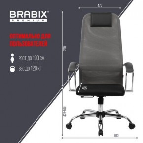 Кресло офисное BRABIX PREMIUM "Ultimate EX-800" хром, плотная двойная сетка Х2, черное/серое, 532912 в Агрызе - agryz.ok-mebel.com | фото 3